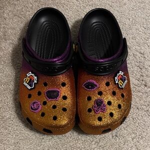 CROCS Purple and Gold Glitter Clogs